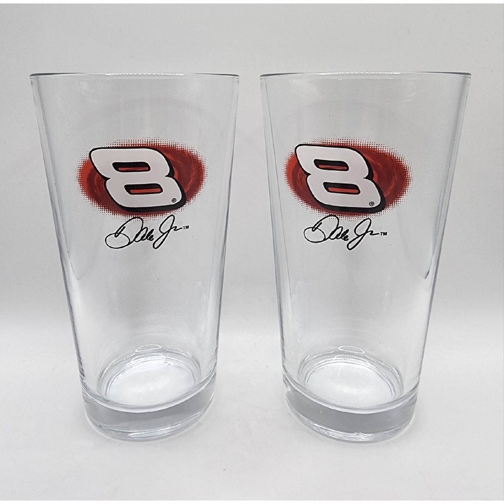 Dale Earnhardt JR #8 Nascar Pint Beer Glass‎ Tumblers Pilsner Set Of 2